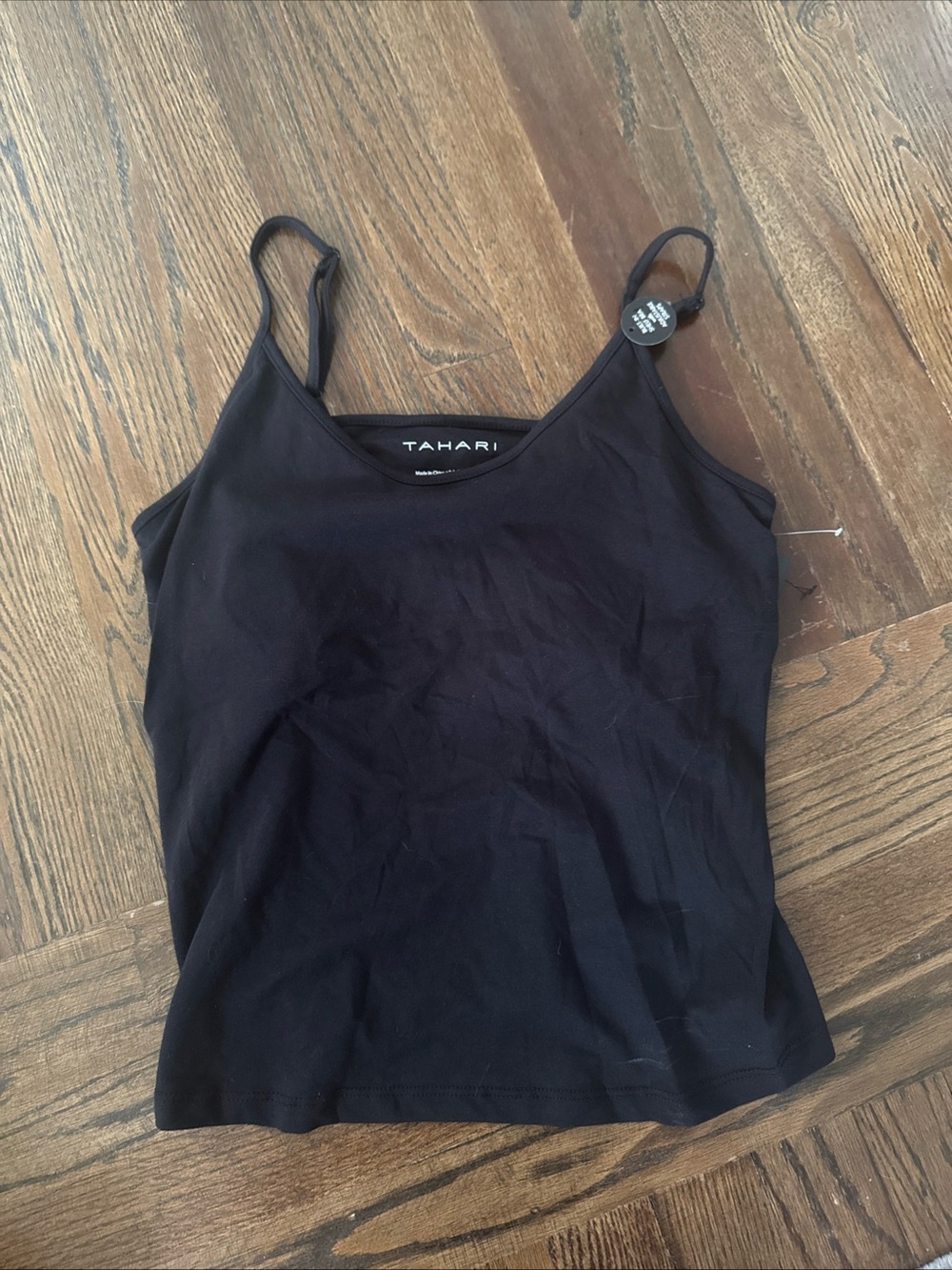 Tahari Black Tank Top Spaghetti Straps Built-in Bra Small